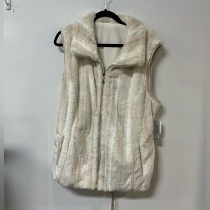 Cato cream faux fur vest